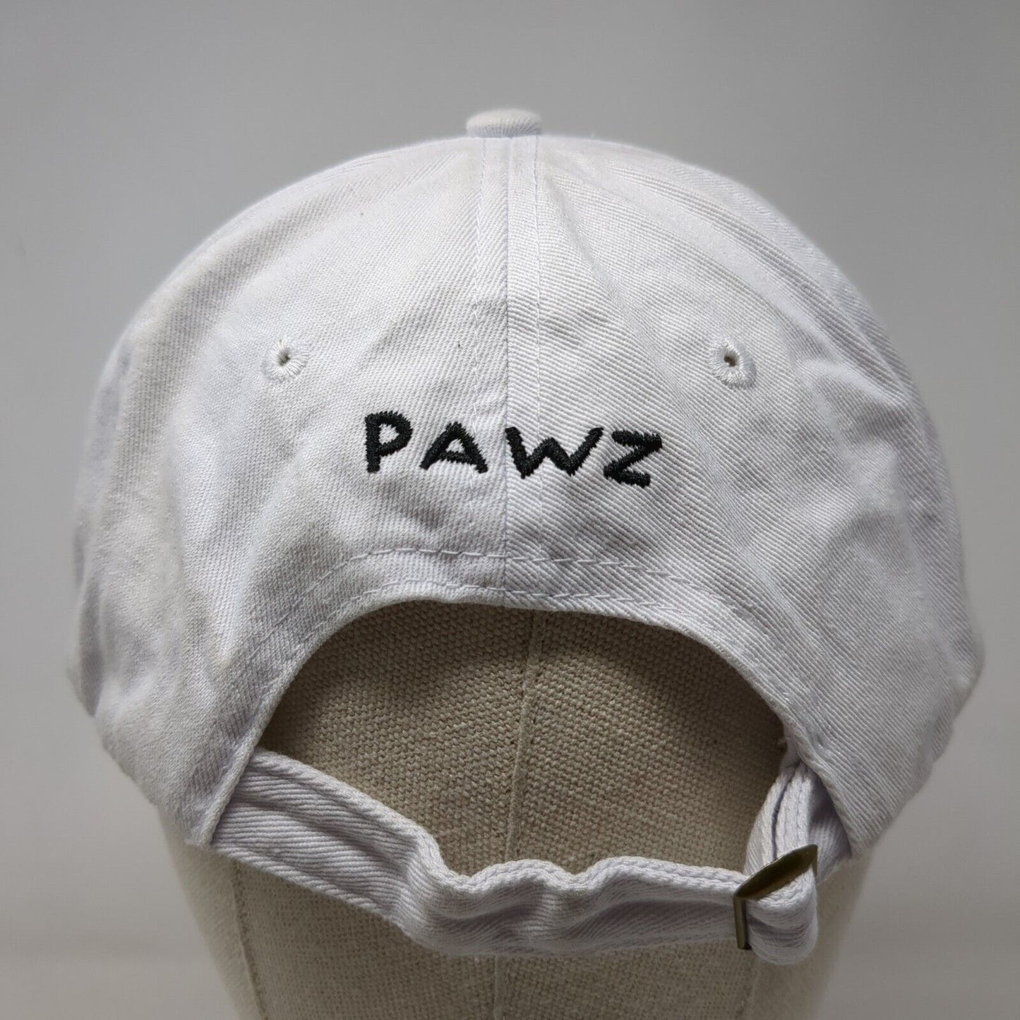 Pawz Slideback Hat White One Size Adjustable Embroidered 6 Panel