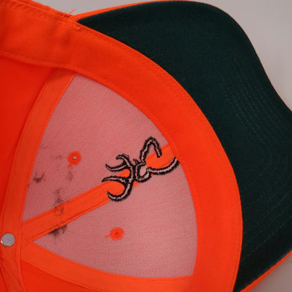 Browning Baseball Cap Orange One Size Strapback Buckmark Logo Hunting Safety Hat