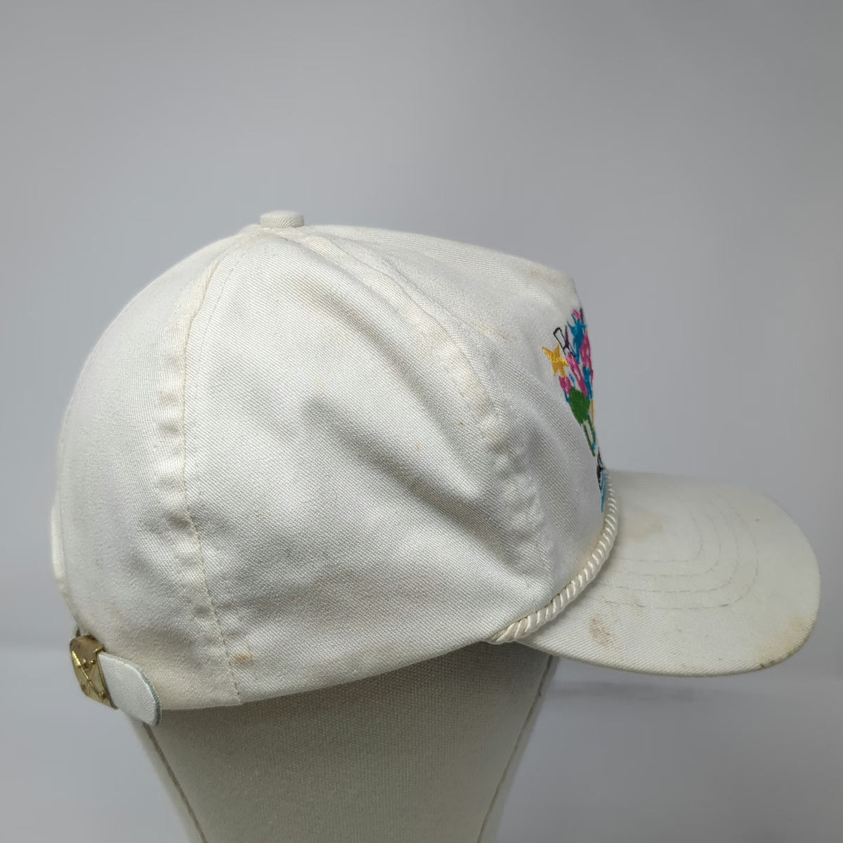 5 Panel White Boise River Festival 1991 Rope Slideback Made in USA Hat Vintage