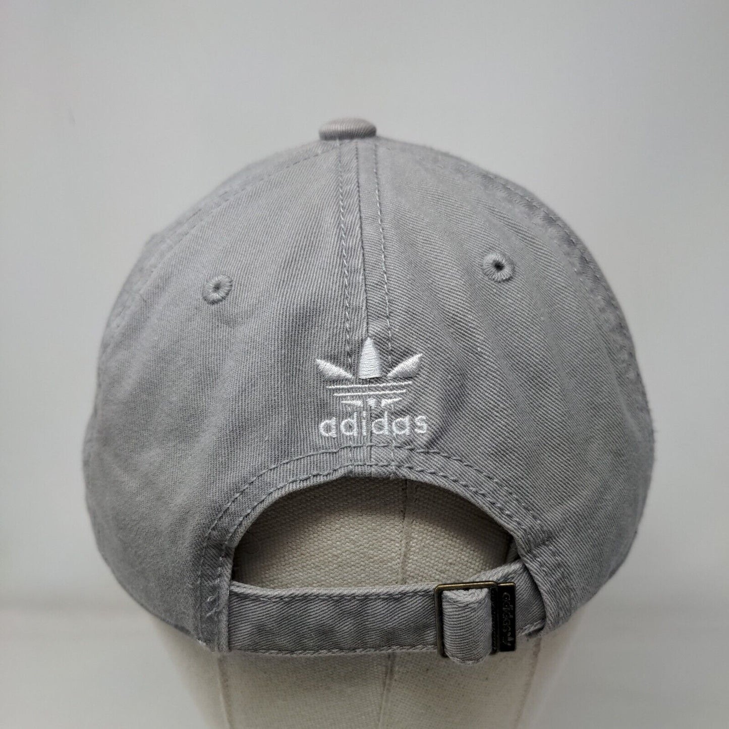 Adidas Trefoil Slideback Hat Gray OSFM Embroidered Solid Vent Holes