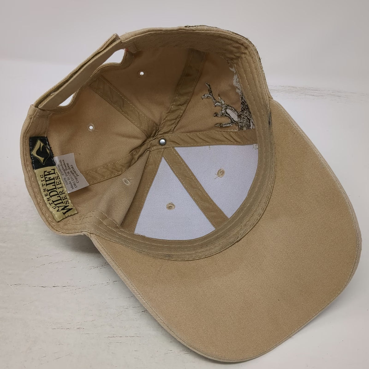 Dri Duck Baseball Cap Beige One Size Elk Wildlife Side Wrap Embroidery Hat