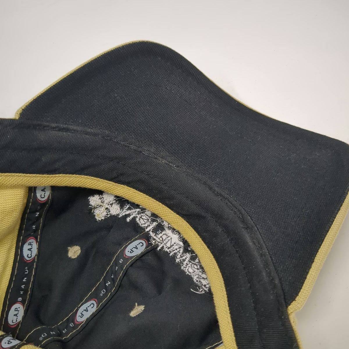 C.A.P. Brand Baseball Cap Beige Black One Size Embroidered Logo Strapback hat