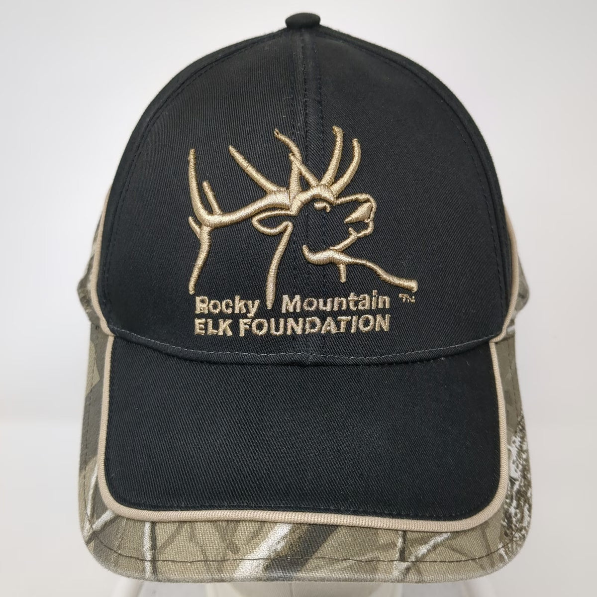 Rocky Mountain Elk Foundation Baseball Cap Black Camo One Size Strapback Hat