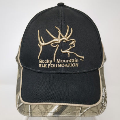 Rocky Mountain Elk Foundation Baseball Cap Black Camo One Size Strapback Hat
