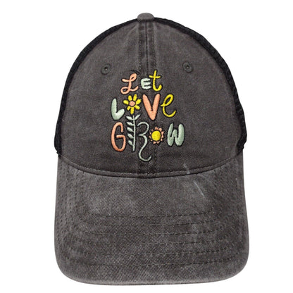 Let Love Grow Slideback Mesh Back Trucker Hat Gray OSFA Mighty Fine