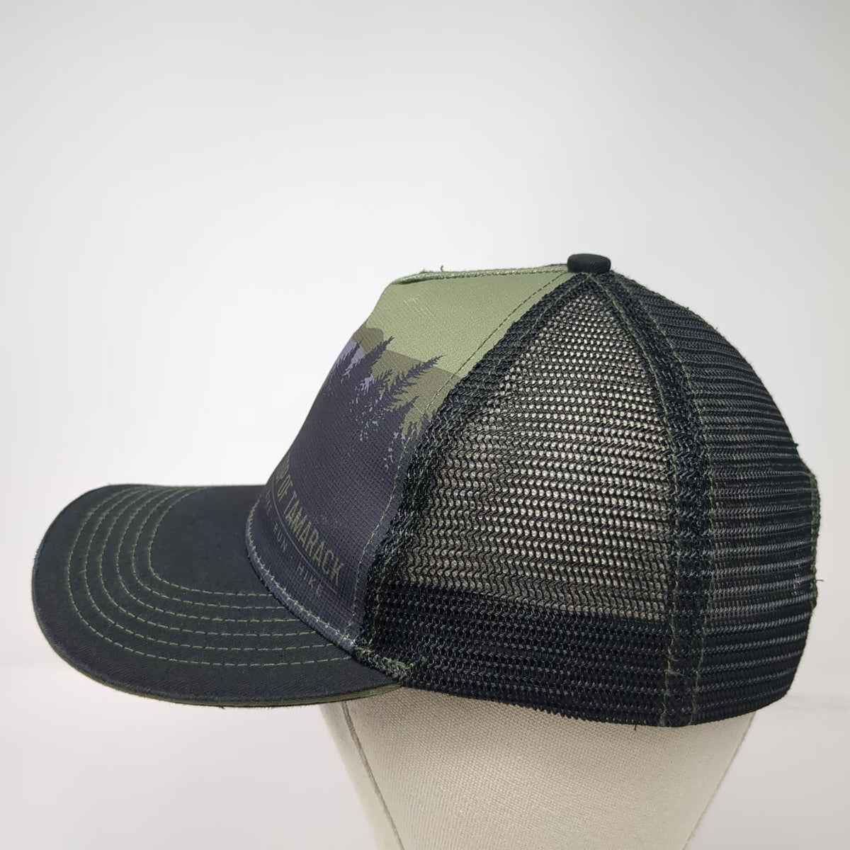 Top of Tamarack Trucker Hat Black One Size Mesh Back Landscape Mountains hat