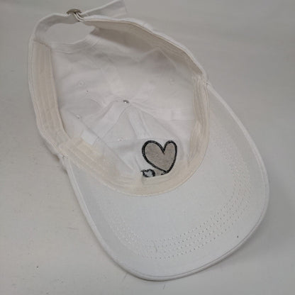 Black Heart Slideback Hat White One Size Embroidered Adjustable 6 Panel