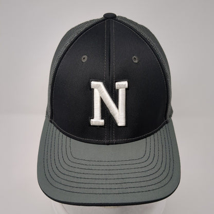 Letter N Fitted Mesh Back Trucker Hat Gray 7 3/8-8 Embroidered 6 Panel
