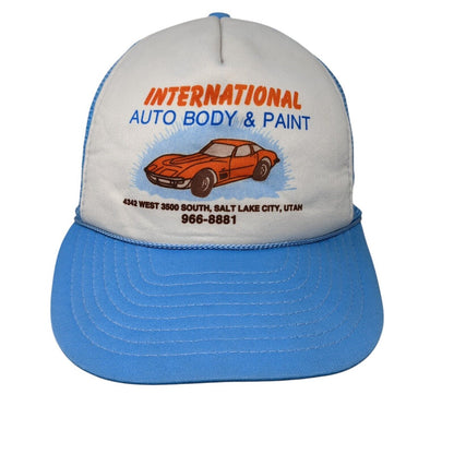 International Auto Body & Paint Snapback Trucker Hat Blue OSFA Mesh Back Rope