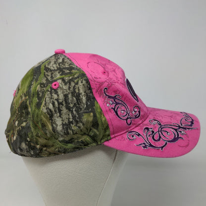 Signatures Girl's Strapback Hat Pink Camo Embroidered Logo Adjustable