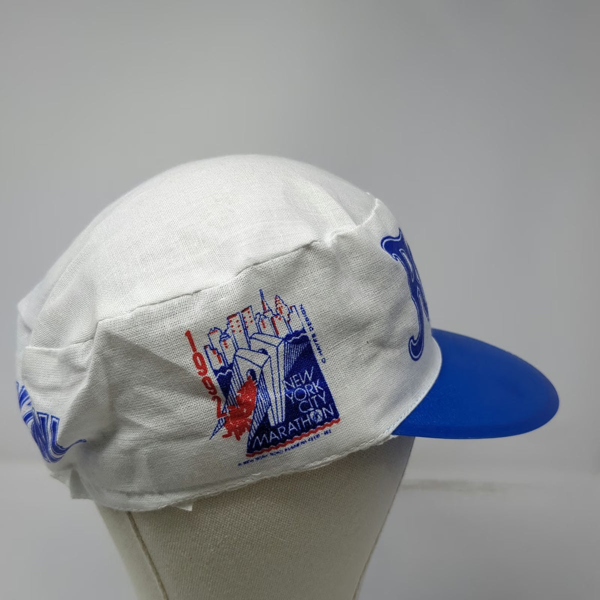 Ronzoni Army Cap White Blue One Size 1992 New York City Marathon Pasta Hat