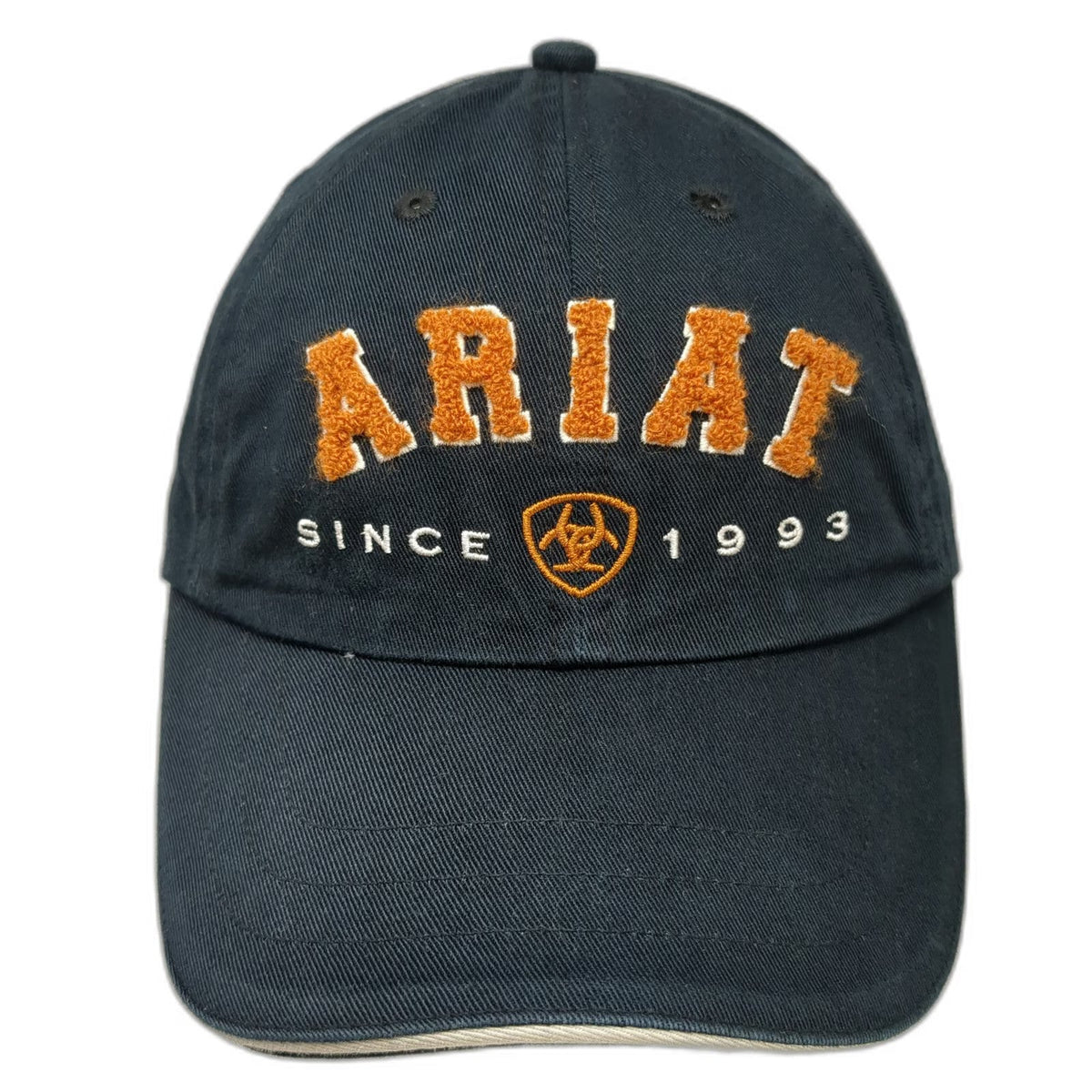 Ariat Baseball Cap Black One Size Slideback Orange Embroidered Logo Cotton Hat