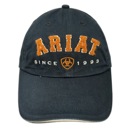 Ariat Baseball Cap Black One Size Slideback Orange Embroidered Logo Cotton Hat