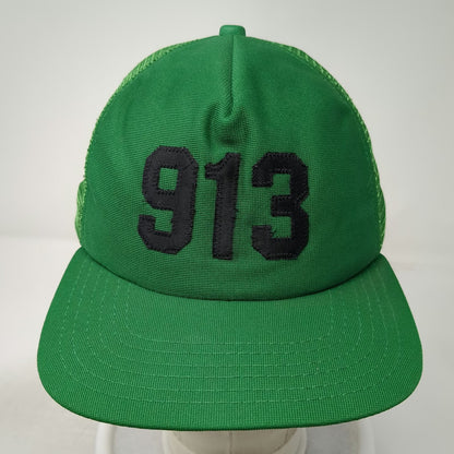 New Era Trucker Hat Green L 913 Number Mesh Snapback USA Made Pro Design hat