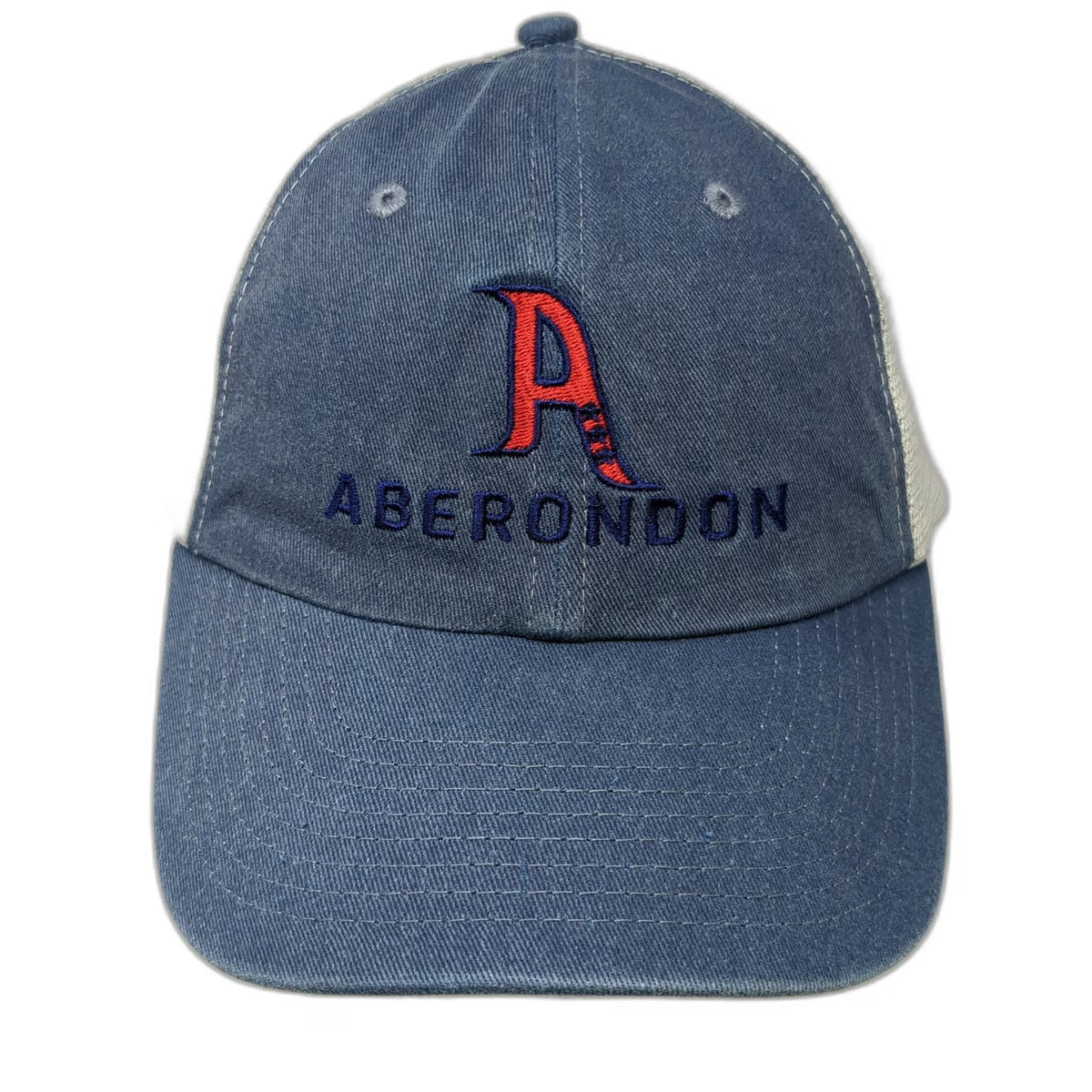 Sportman Trucker Hat Blue Beige One Size Aberondon Logo Snapback Mesh Adjustable