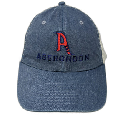 Sportman Trucker Hat Blue Beige One Size Aberondon Logo Snapback Mesh Adjustable