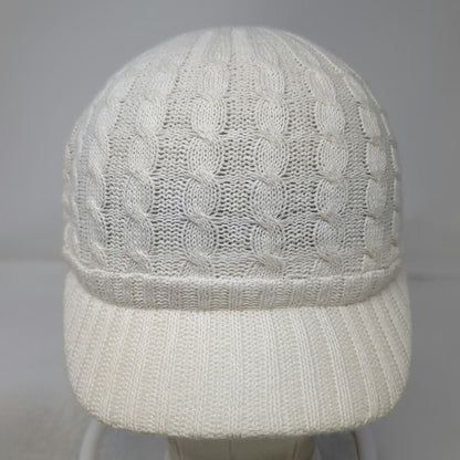 Army Cap White One Size Cable Knit Cotton Blend Brimmed Visor Stretch Solid Hat