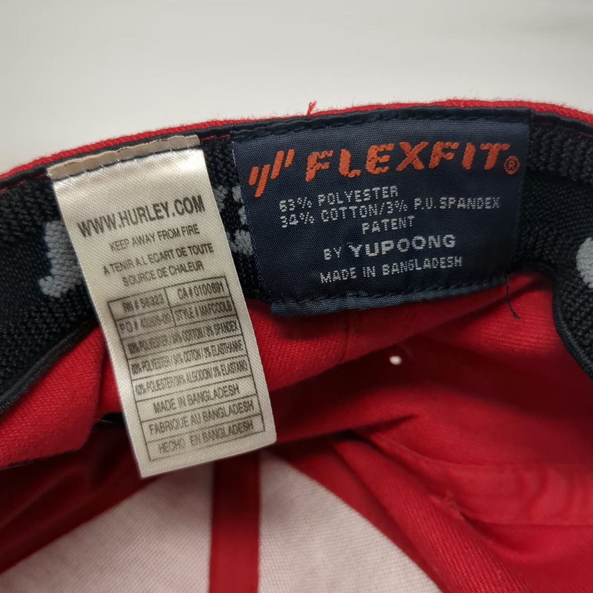 Hurley Baseball Cap Red OSFM Embroidered Icon Flexfit Stretch Fit Yupoong Hat