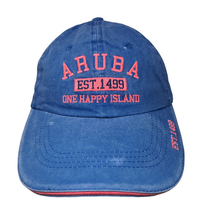 Aruba One Happy Island Strapback Hat Blue One Size Embroidered Est. 1499