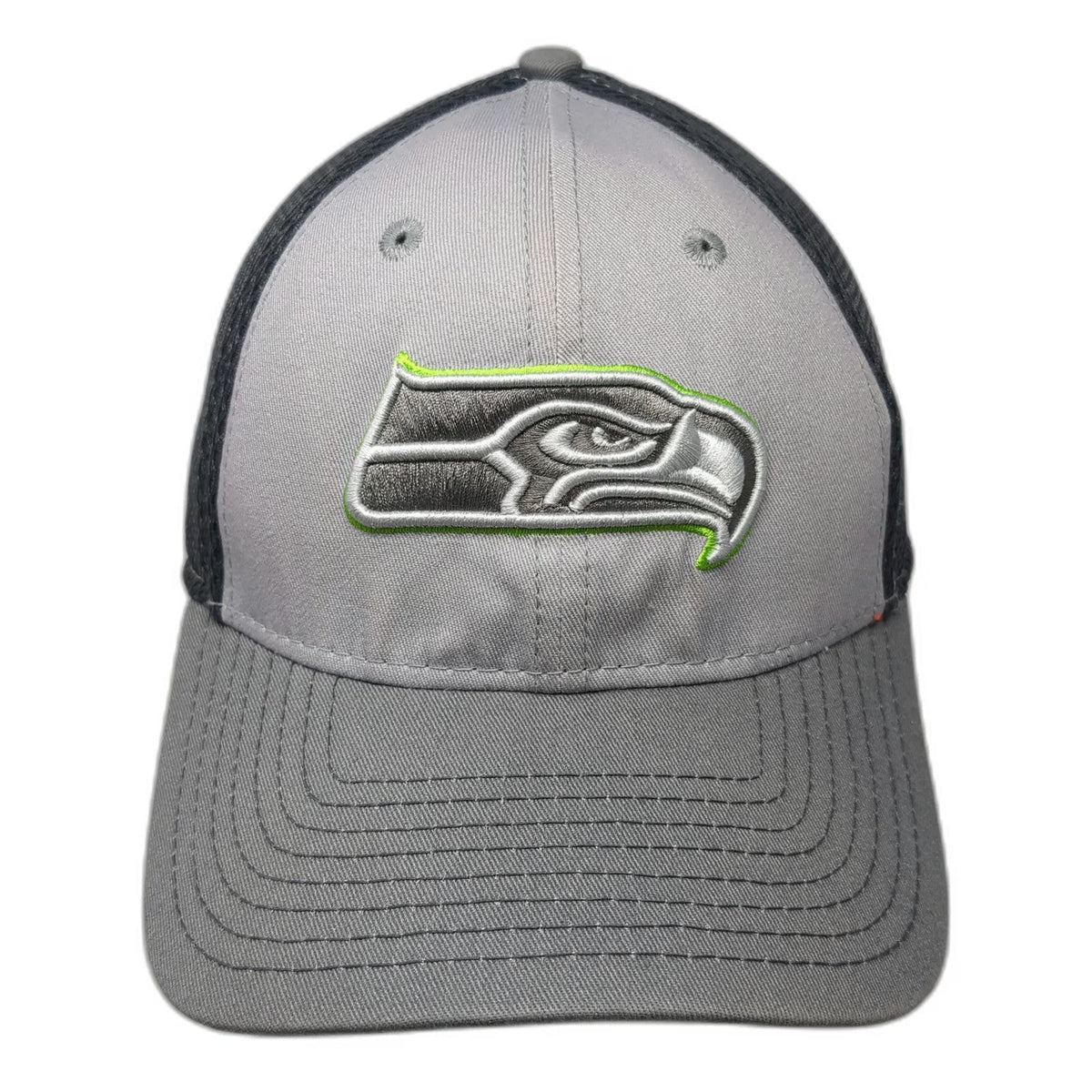 New Era Seattle Seahawks NFL Gray Cap L Mesh Back Stretch Fit 39THIRTY Logo Hat