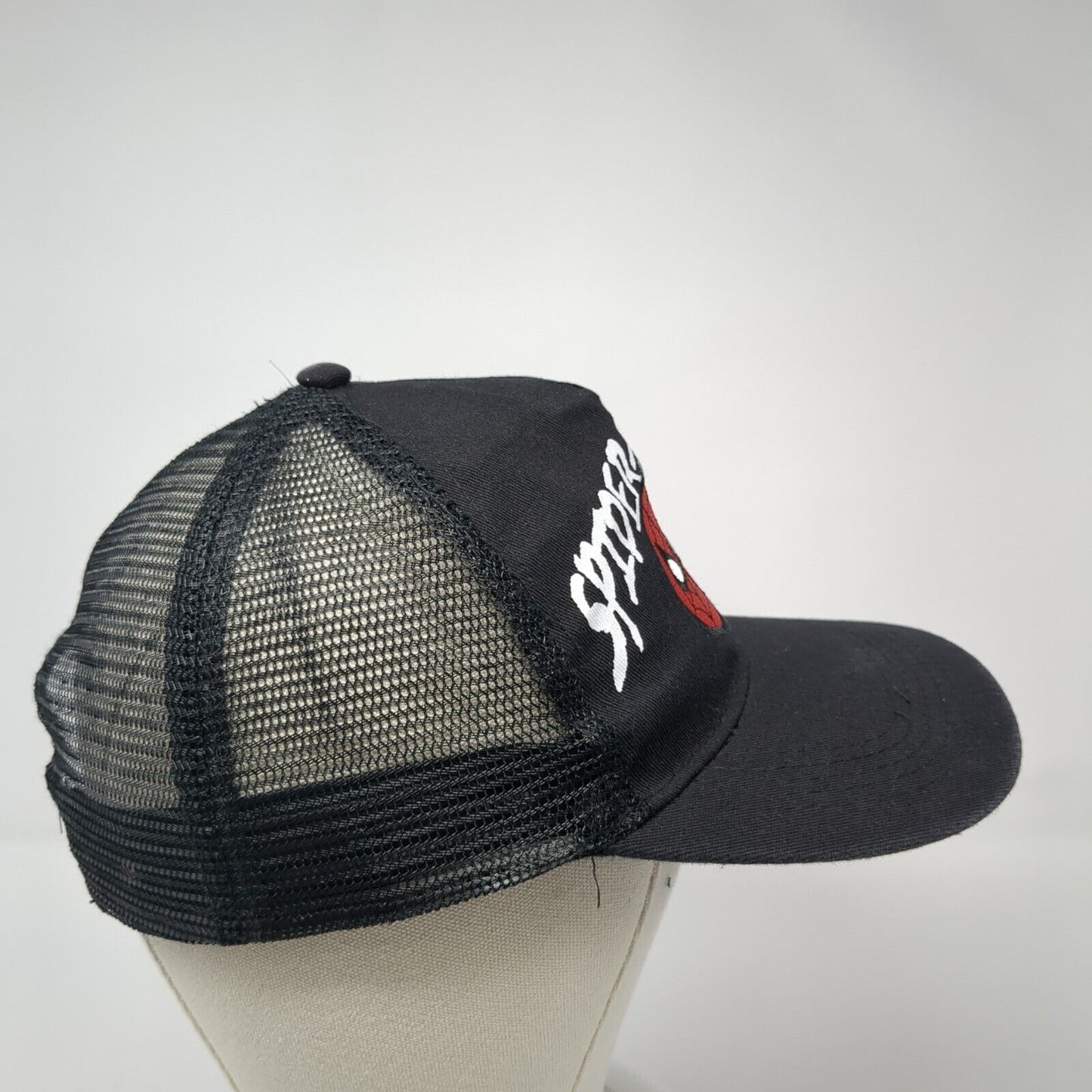 Spider-Man Snapback Trucker Hat Black OS Adjustable Embroidered Mesh Back Marvel