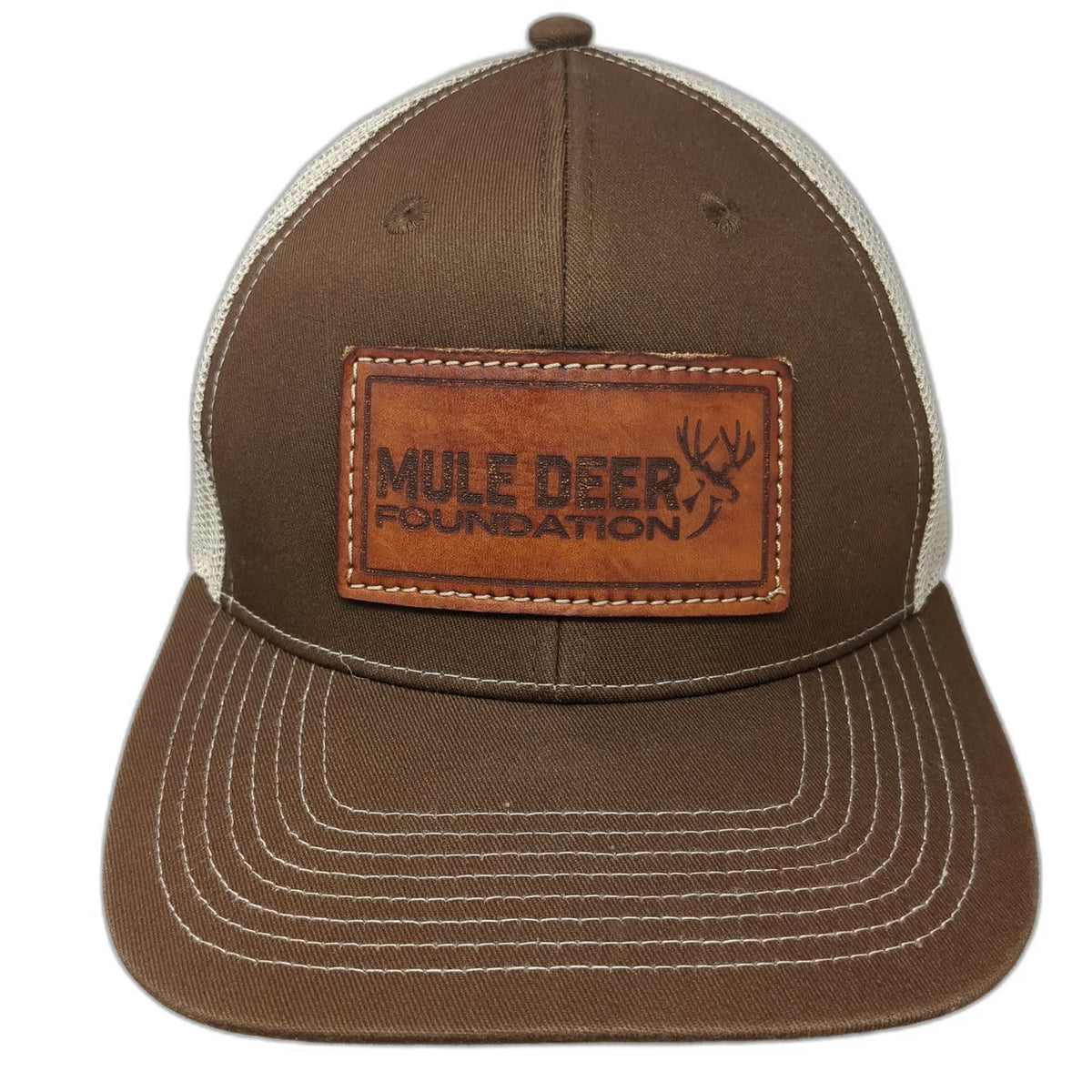 Outdoor Cap Trucker Hat Brown Beige One Size Mule Deer Foundation Volunteer