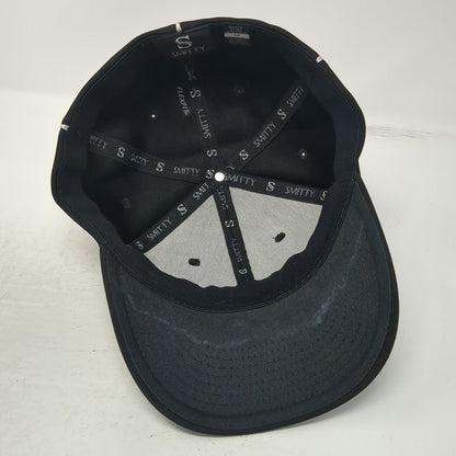 Smitty Baseball Cap Black M Flexfit White Seam Piping Fitted Umpire Sport Hat