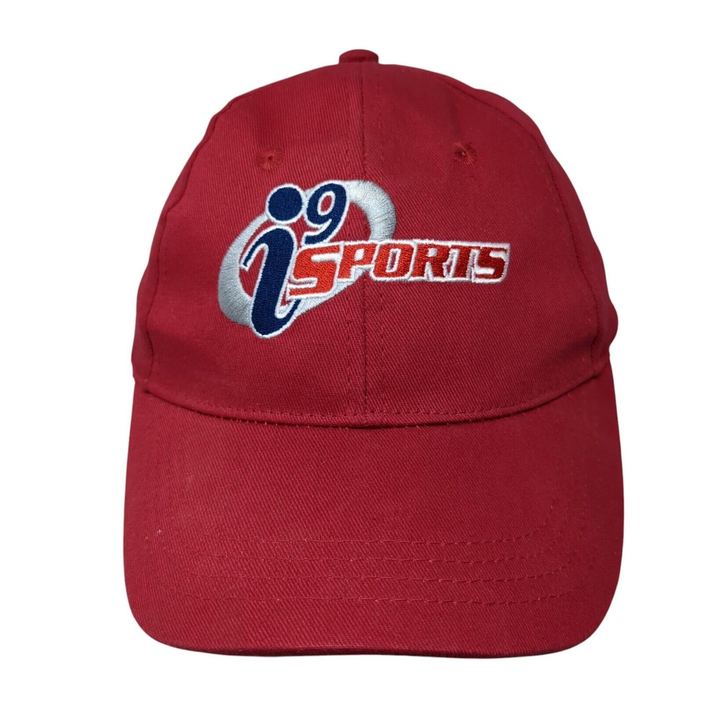i9 Sports Strapback Hat Red One Size Adjustable Embroidered 6 Panel