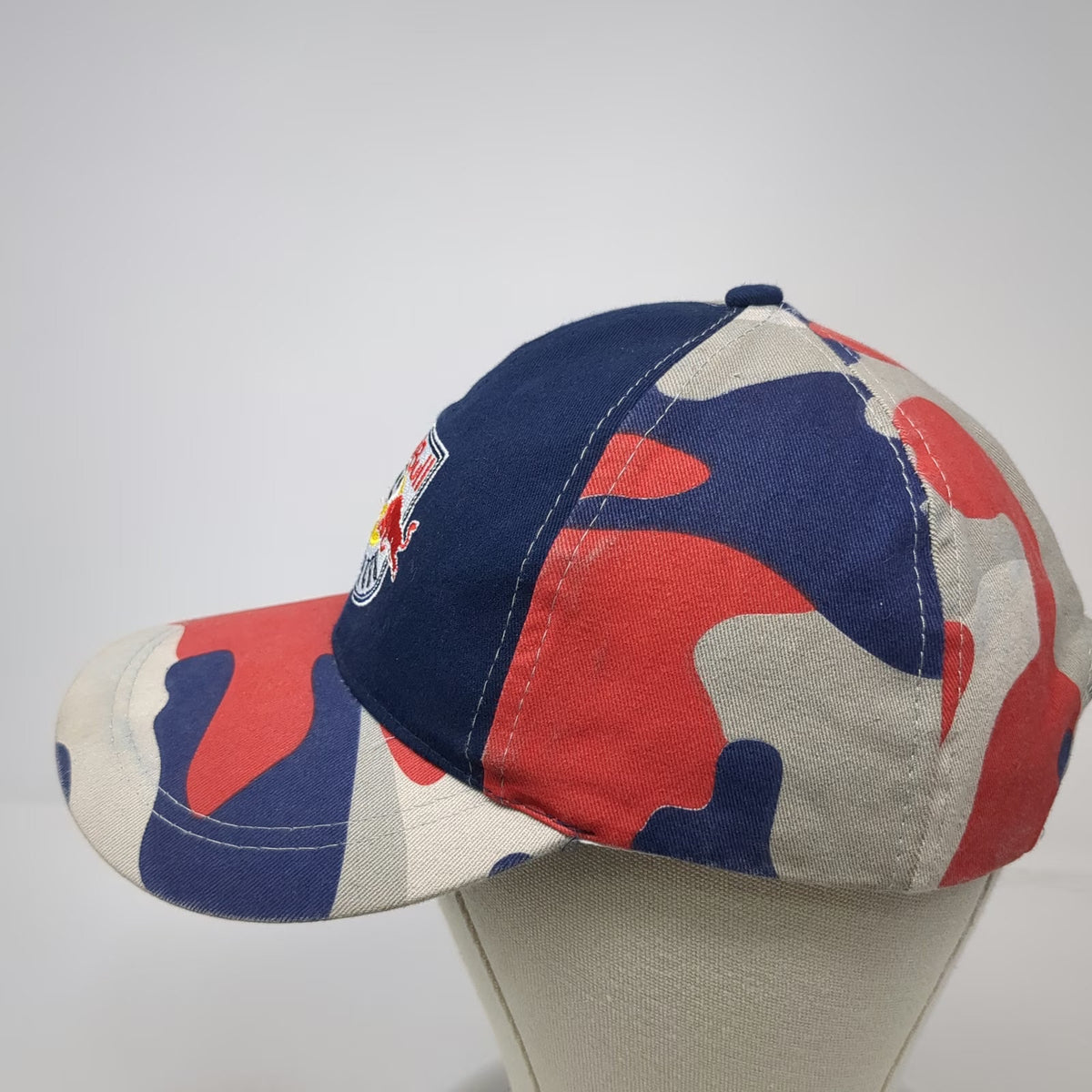 New York Red Bull Snapback Hat Blue Camo One Size Soccer Bayer Logo Club