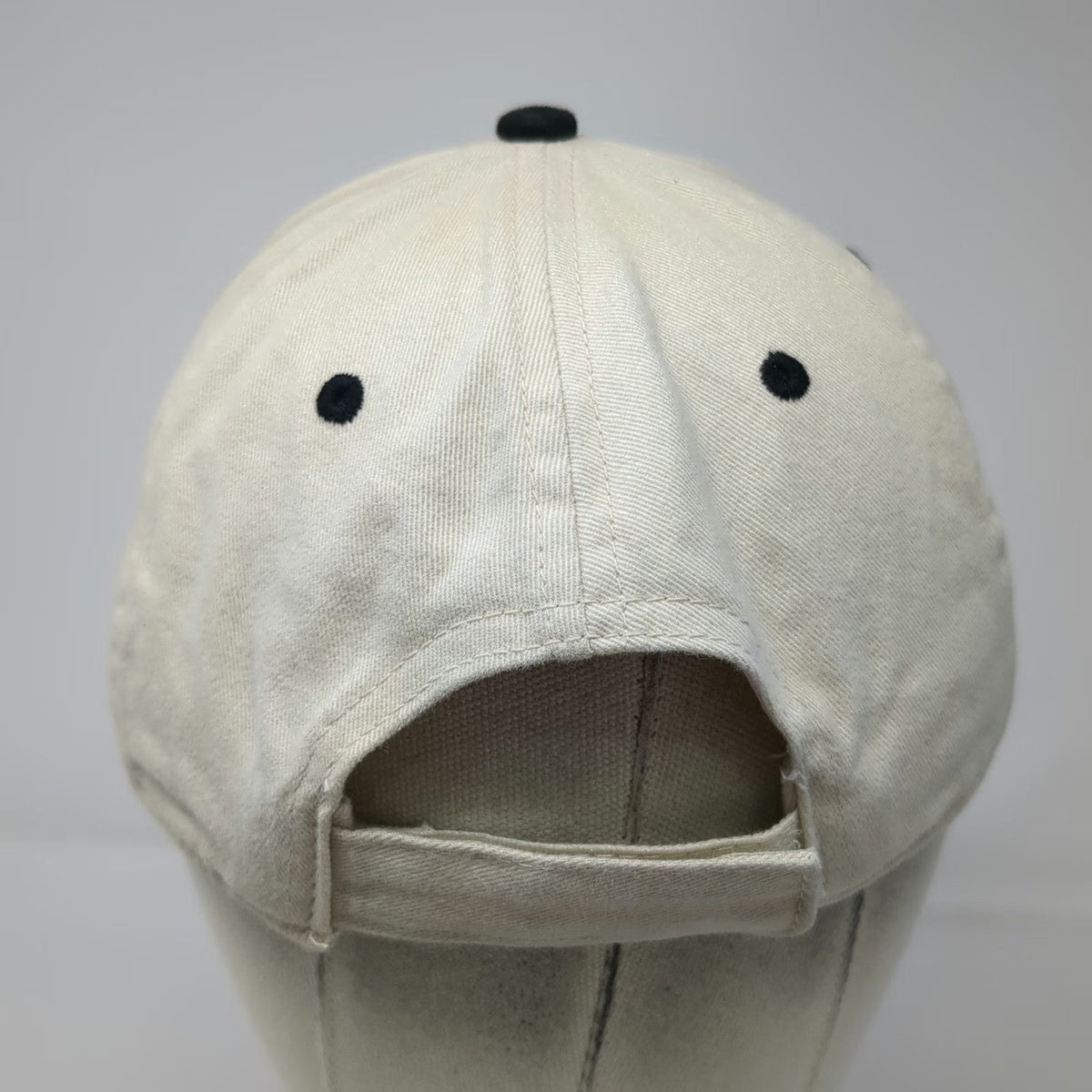Ivory Baseball Cap Beige One Size Moon Leaf Embroidery Cotton Strapback Hat