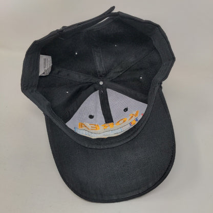 Korea Veteran Strapback Hat Black OSFM Adjustable Embroidered Vented Holes