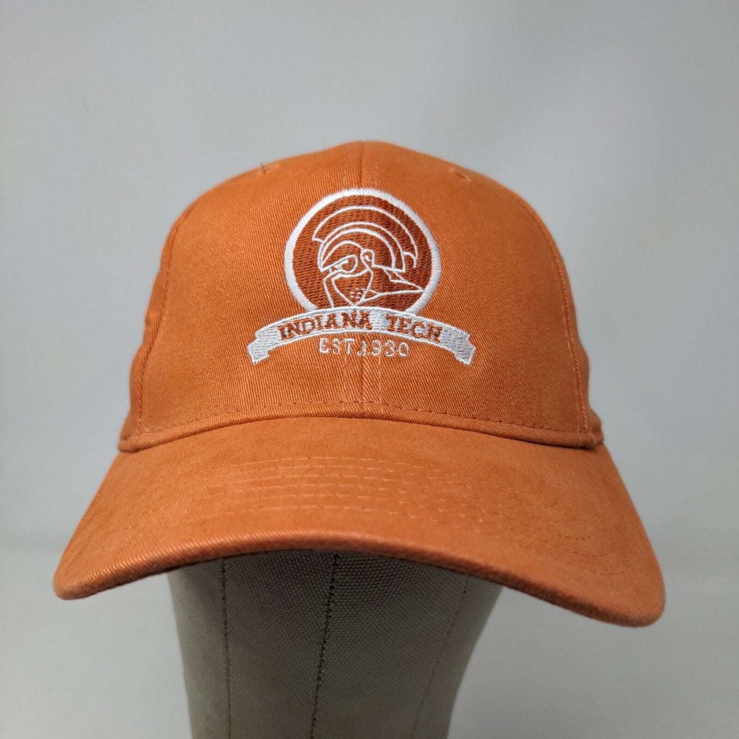 Unbranded Men's Fitted Hat Orange Size S/M Embroidered Indiana Tech Logo