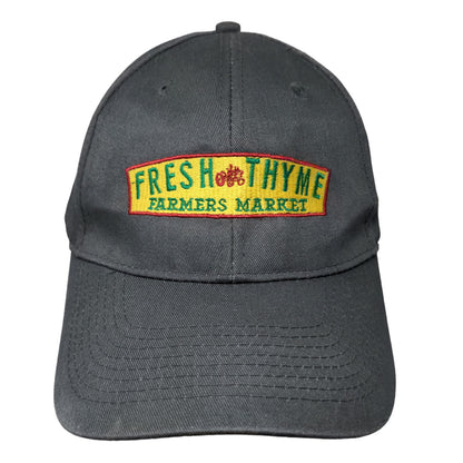 Port Authority Men's Strapback Hat Gray Embroidered Fresh Thyme Farmer's Market