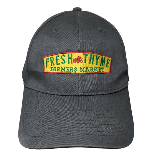 Port Authority Men's Strapback Hat Gray Embroidered Fresh Thyme Farmer's Market