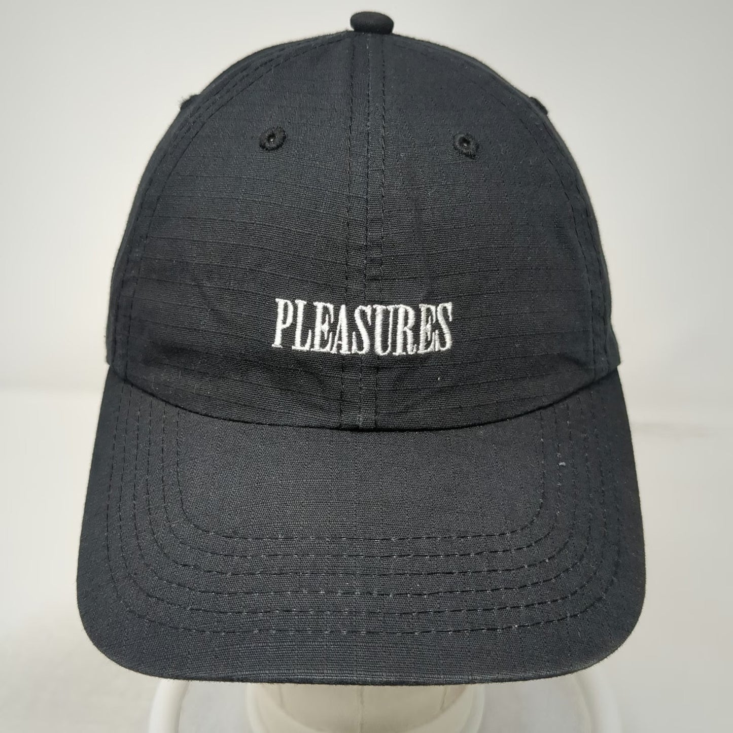 Pleasures Baseball Cap Black One Size Embroidered Logo Adjustable Strapback Hat