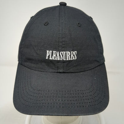 Pleasures Baseball Cap Black One Size Embroidered Logo Adjustable Strapback Hat