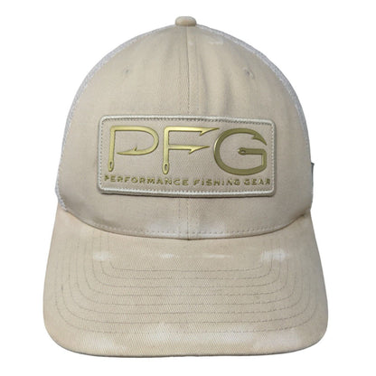 Columbia Men's Fitted Hat Tan Mesh Back 3D Logo Fishing Distressed