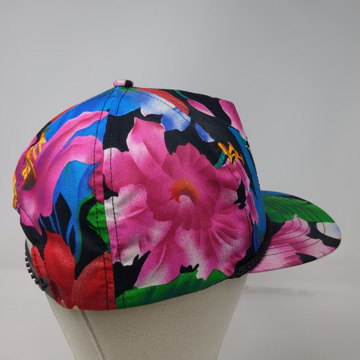 Prime Inc 5 Panel Black Floral Hat One Size Snapback Rope Springfield MO Logo
