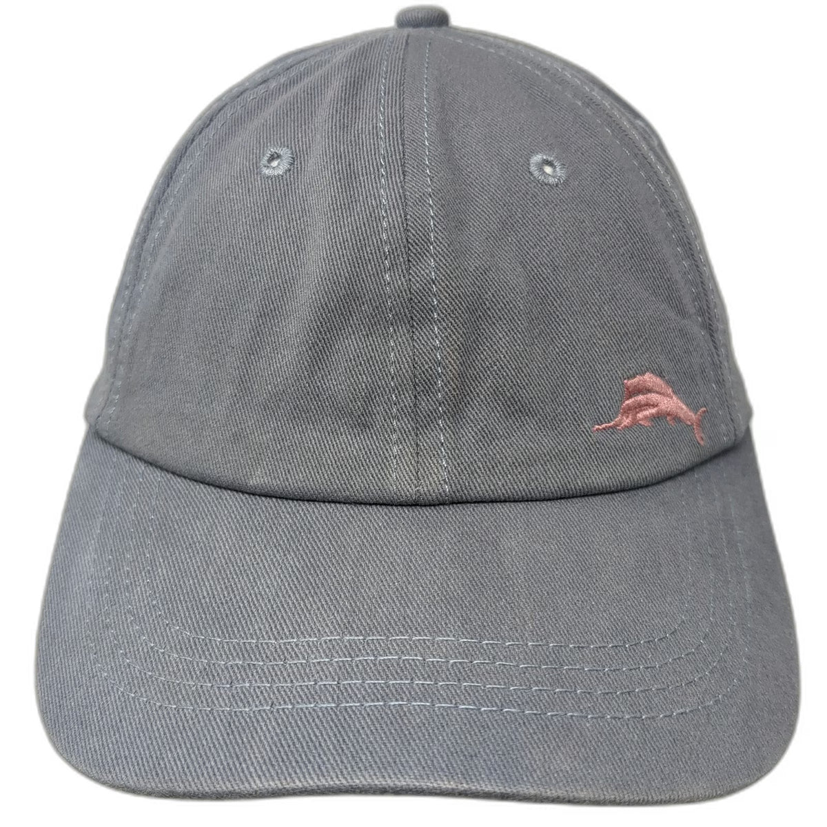 Tommy Bahama Baseball Cap Gray One Size Pink Underbrim Marlin Logo Slideback Hat