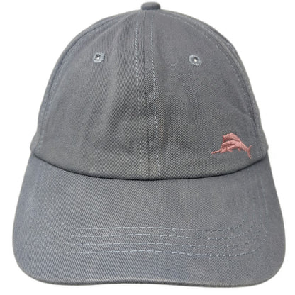 Tommy Bahama Baseball Cap Gray One Size Pink Underbrim Marlin Logo Slideback Hat