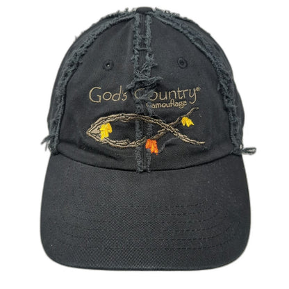 Legend God's Country Camouflage Baseball Cap Black One Size Distressed Fish Hat