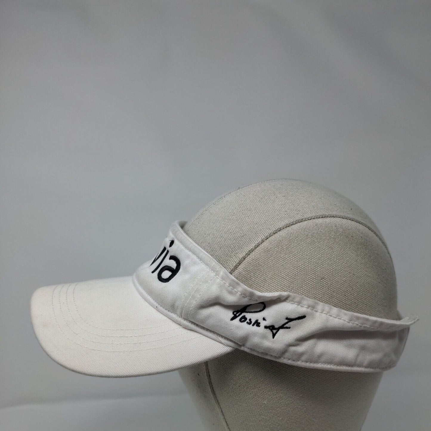 Olivia Strapback Visor Hat White One Size Embroidered Alternative
