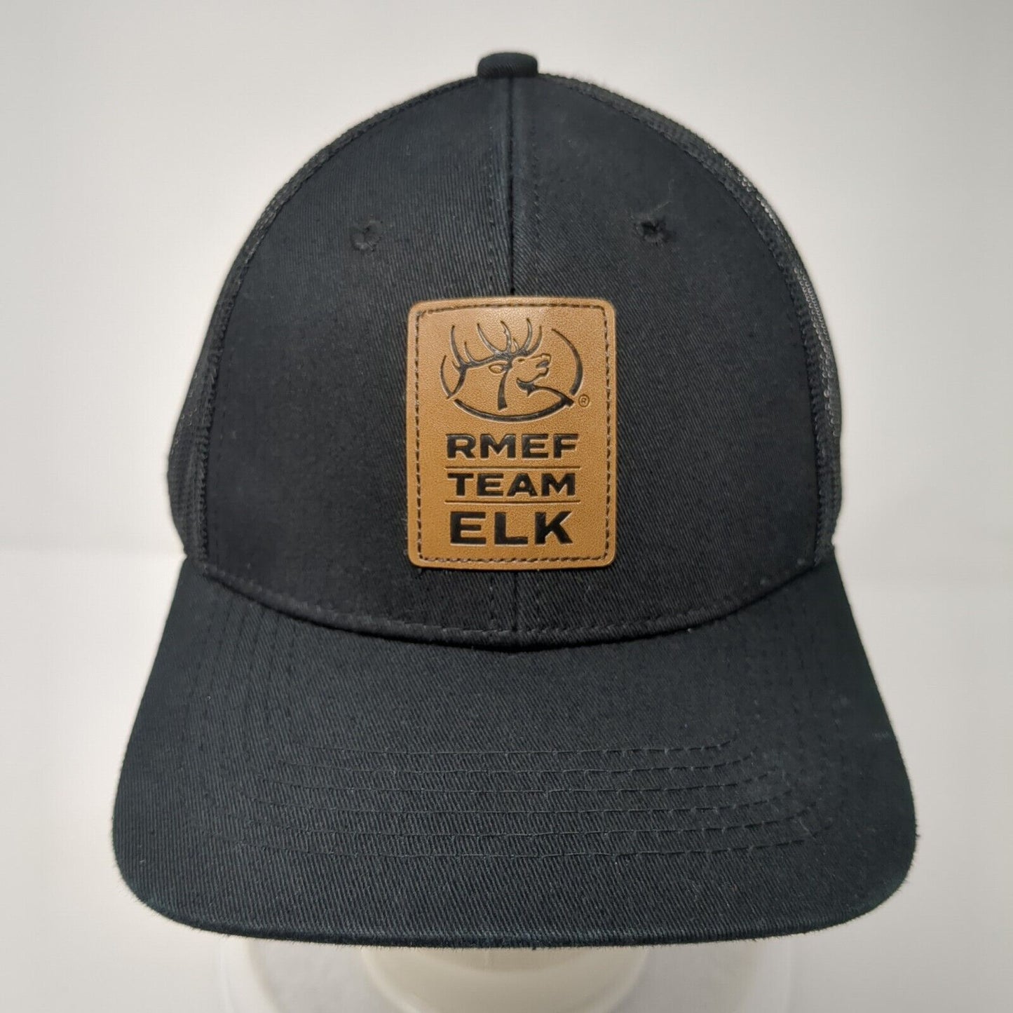RMEF Team Elk Patch Snapback Trucker Hat Black One Size Mesh Back