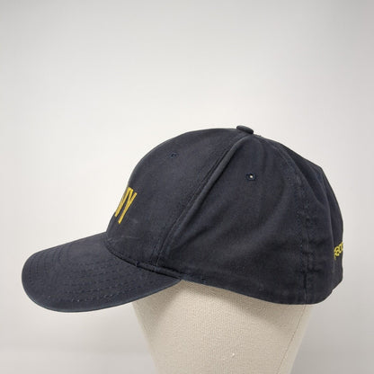 Navy Fitted Hat Blue One Size Embroidered 6 Panel Vent Holes Outdoor
