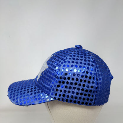 Star Sequin Strapback Hat Blue One Size Adjustable Sparkle 6 Panel