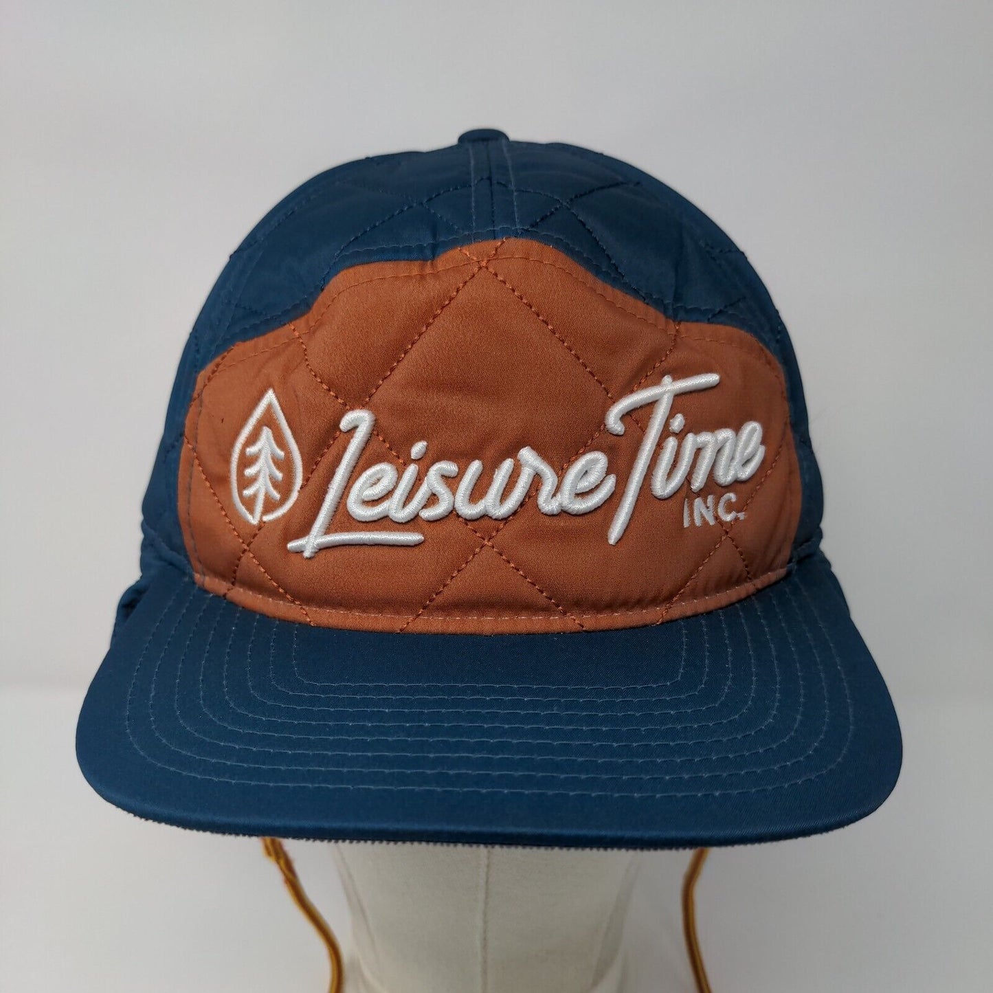 Leisure Time Slideback Hat Blue One Size Chin Strap Ear Flap Quilted