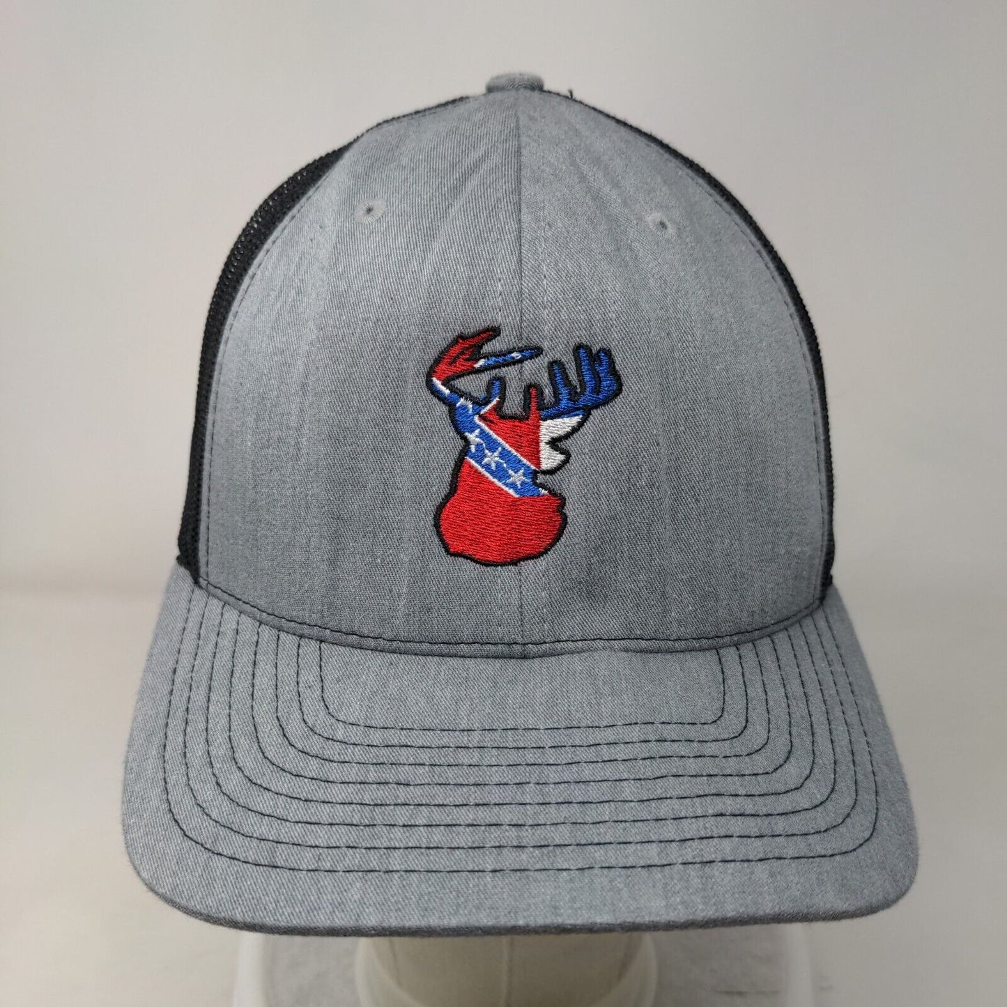 Deer Snapback Mesh Back Trucker Hat Gray One Size 6 Panel Richardson