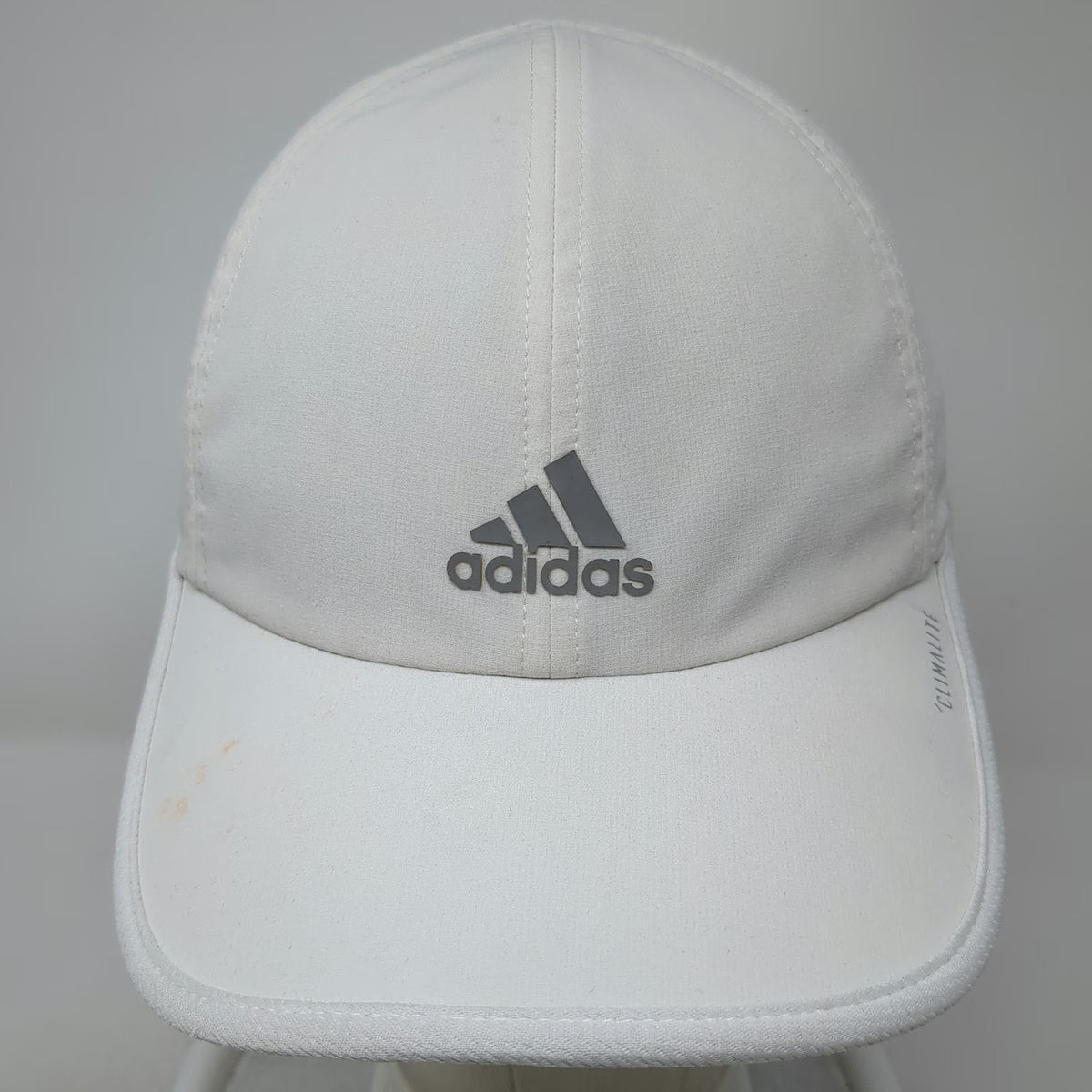 adidas Baseball Cap White One Size Climalite Performance Running Strapback Hat