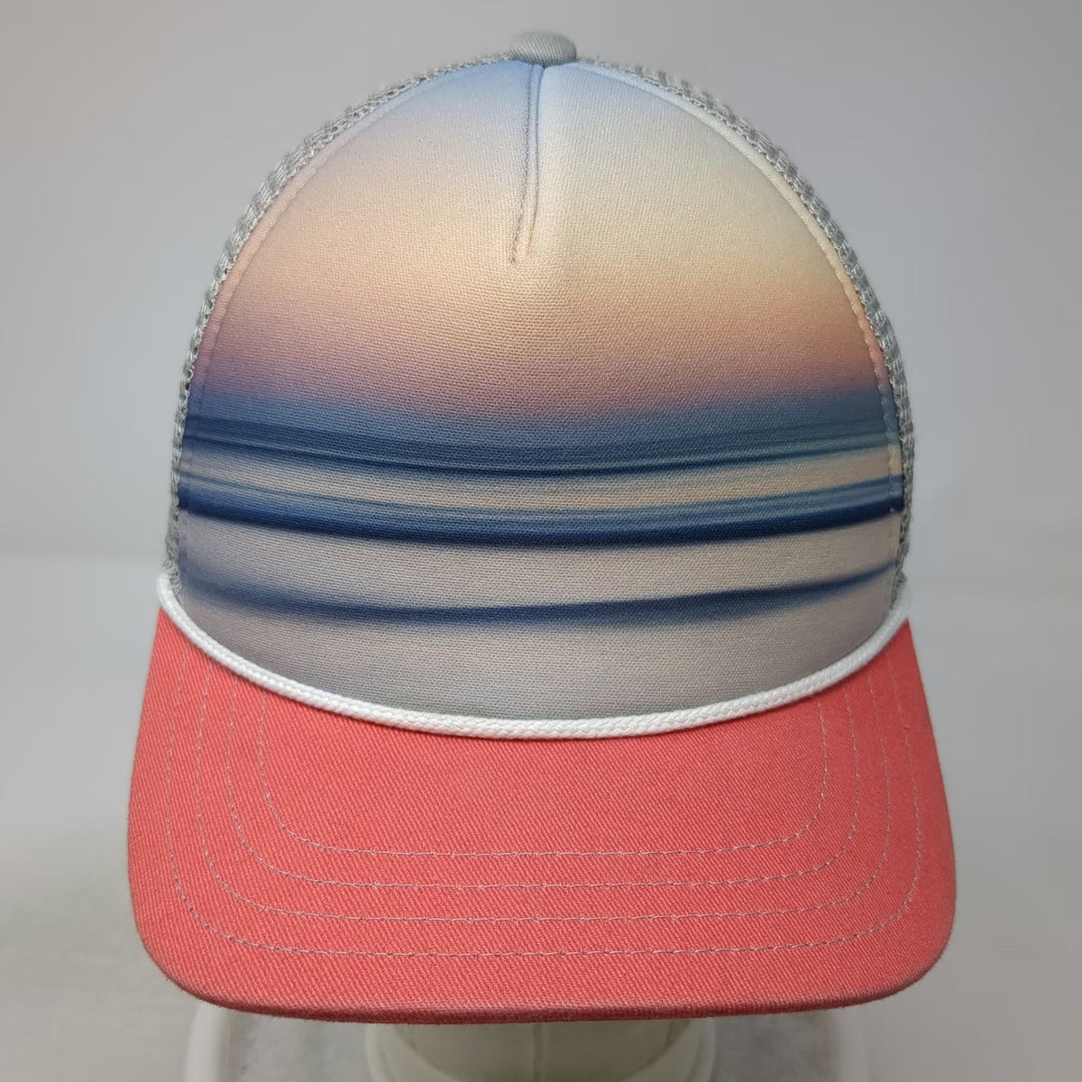 Pistil Trucker Hat Gray One Size Sunset Gradient Mesh Snapback Rope Brim Hat