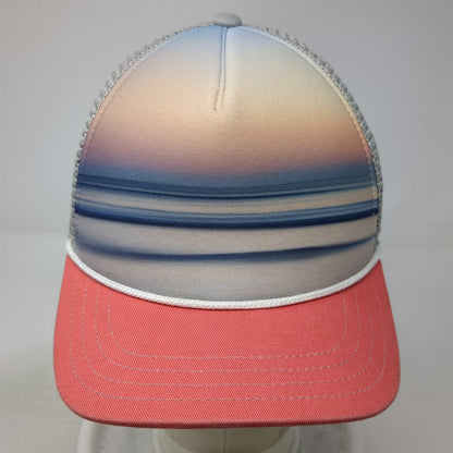 Pistil Trucker Hat Gray One Size Sunset Gradient Mesh Snapback Rope Brim Hat